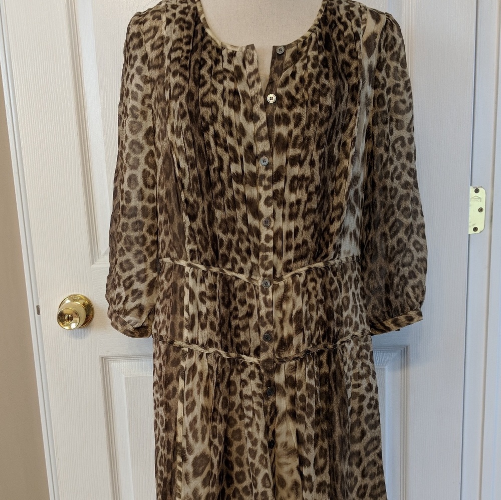 Talbots Leopard Print Sheer Dress Size 14